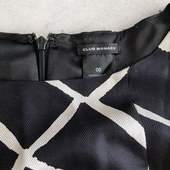 Club Monaco 100% silk black & white diamond print short sleeve dress, round neck - Picture 5 of 9